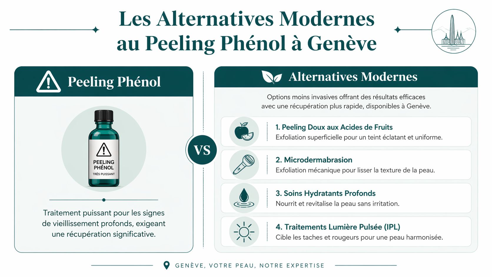 Comparaison entre le peeling au phénol et les alternatives modernes non invasives pour la peau à Genève.