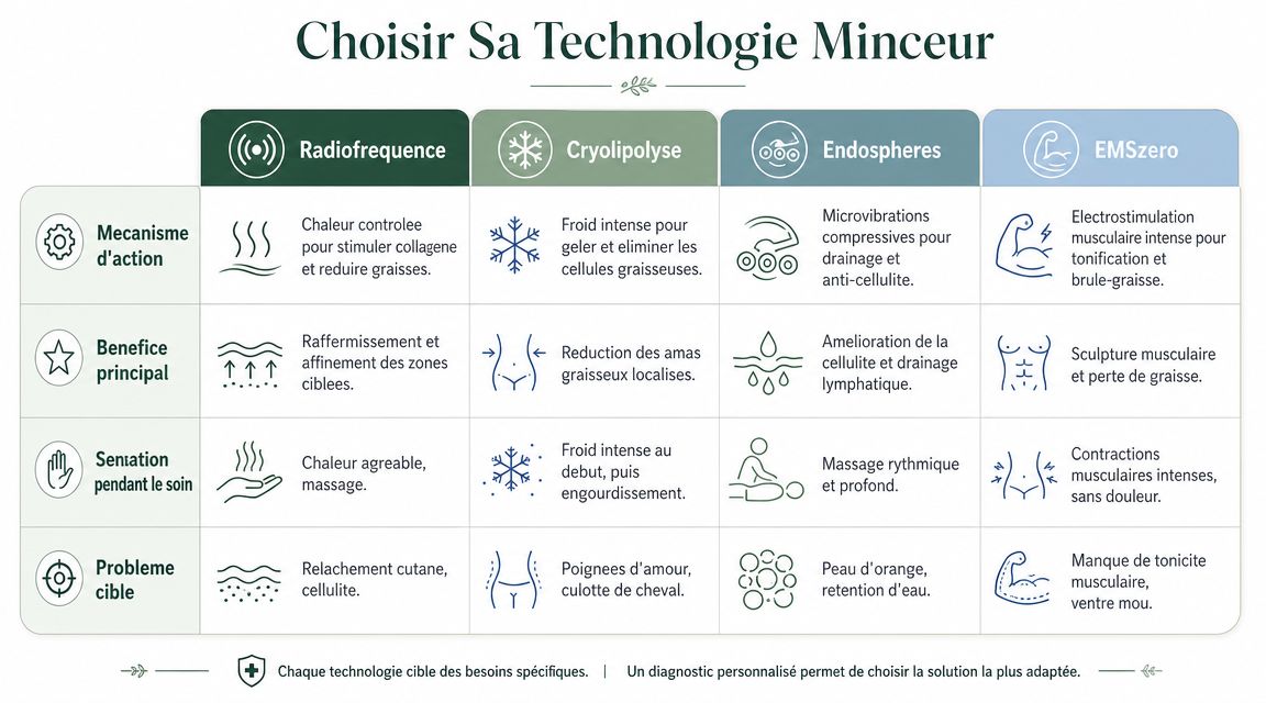 Radiofréquence vs Cryolipolyse Endospheres et EMSzero