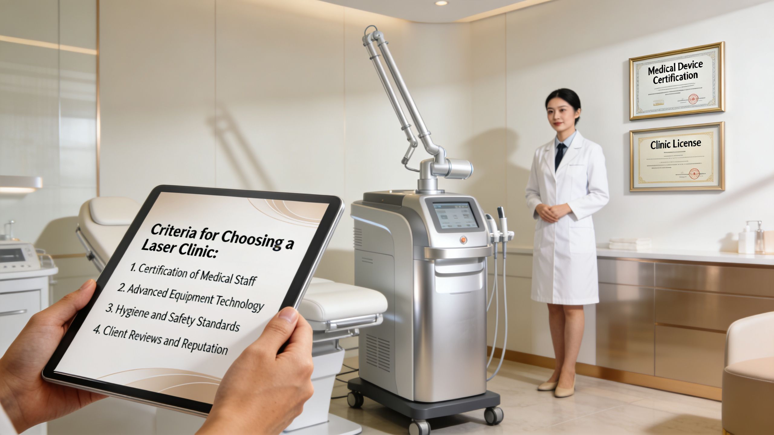Une professionnelle de santé présente des conseils sur les critères de choix d'une clinique de laser.