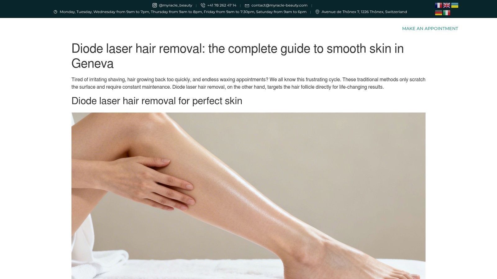 Screenshot from https://www.myracle-beauty.com/laser-diode-epilation/