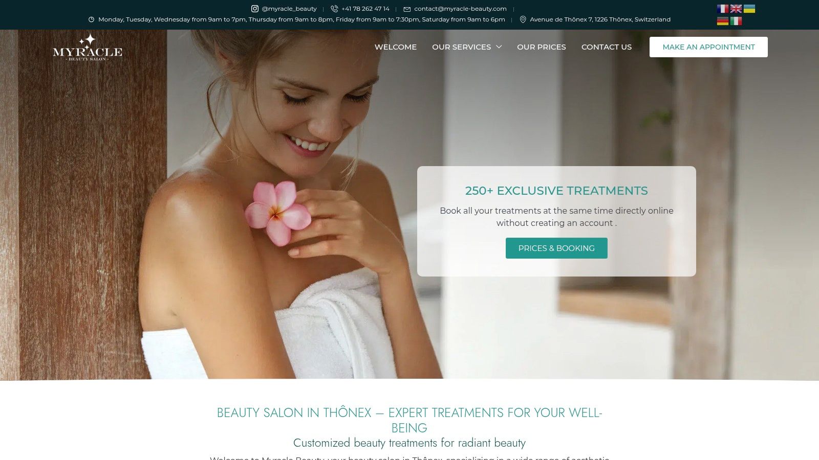 Screenshot from https://www.myracle-beauty.com