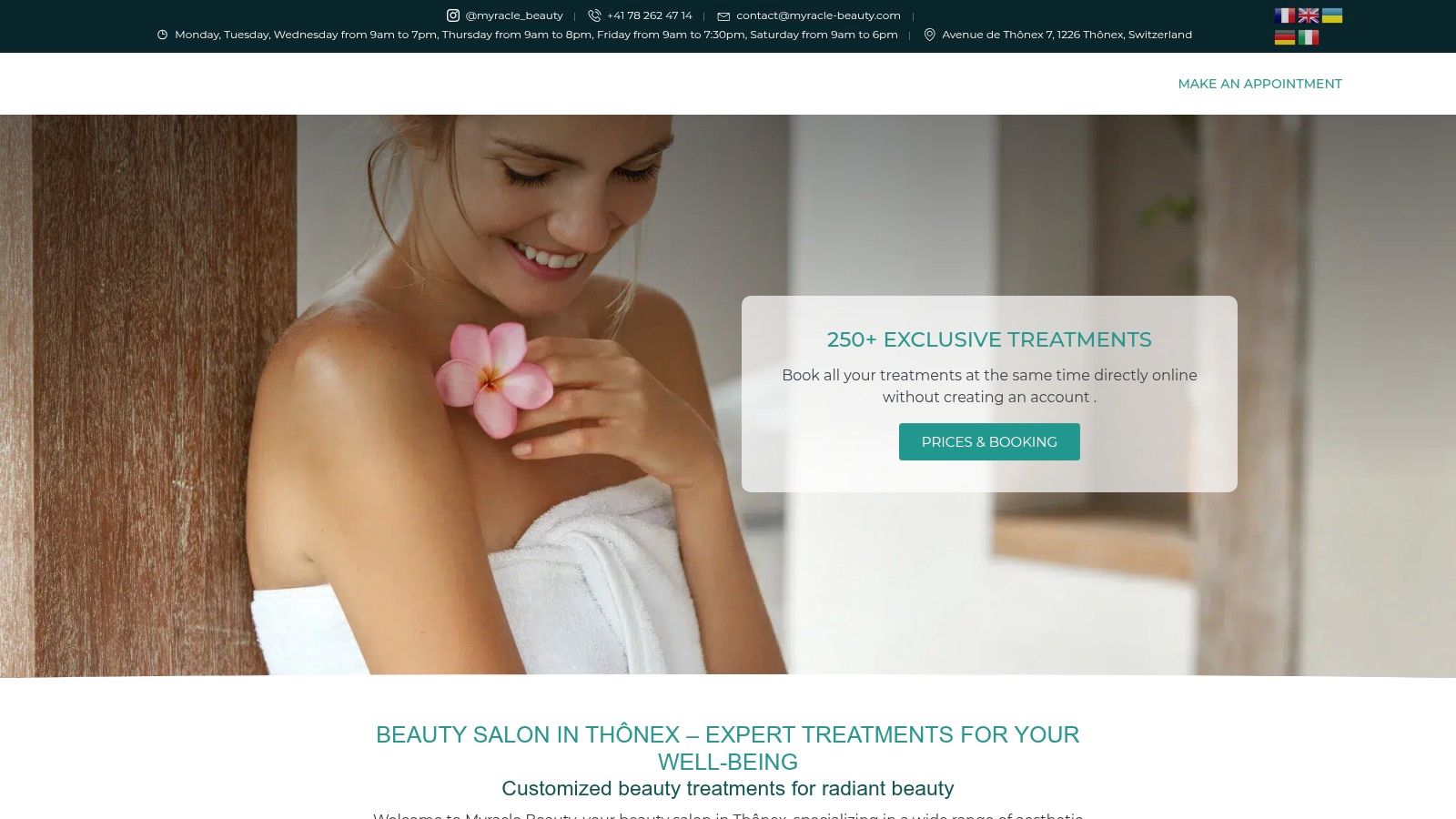Screenshot from https://www.myracle-beauty.com