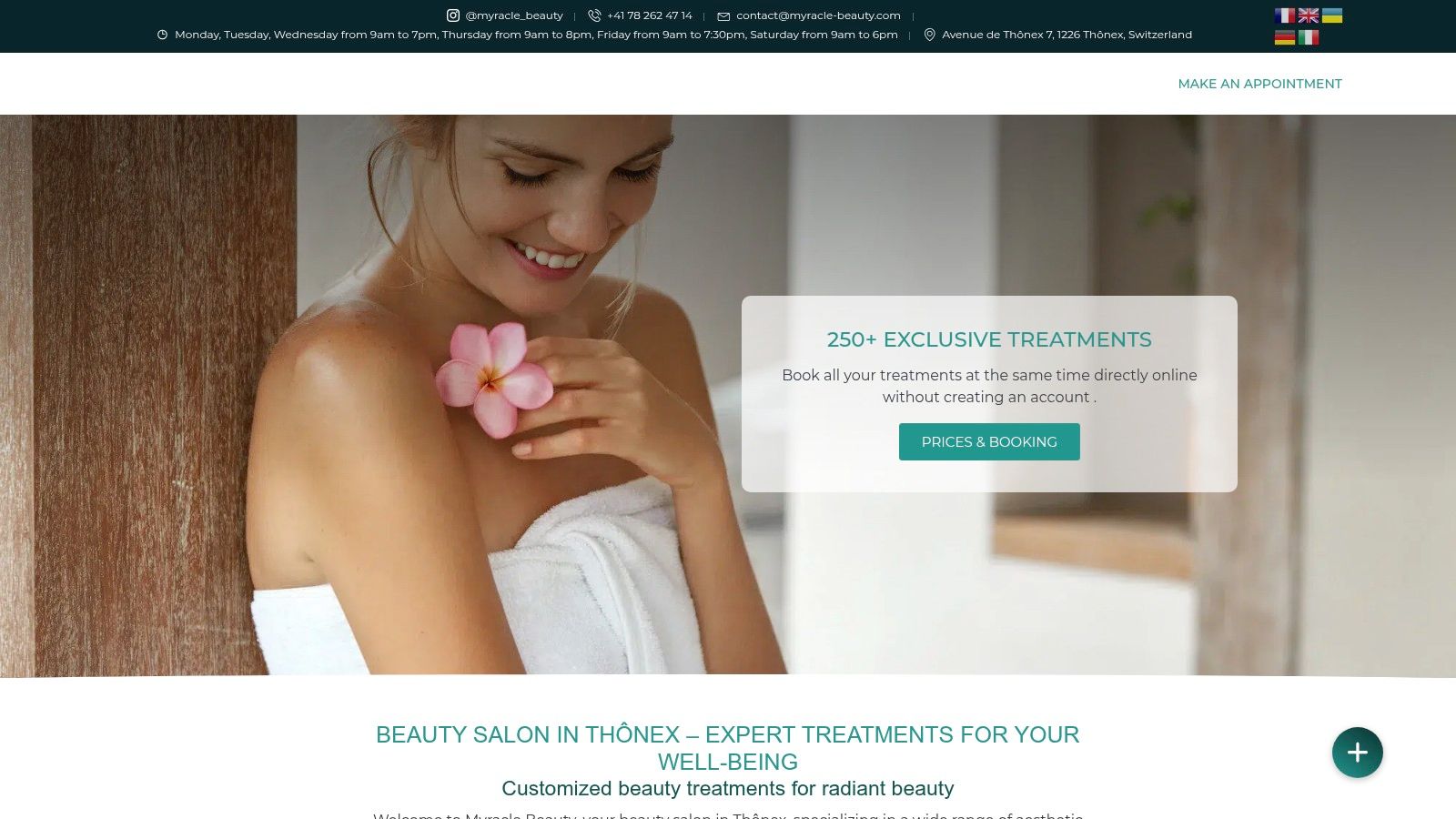 Screenshot from https://www.myracle-beauty.com